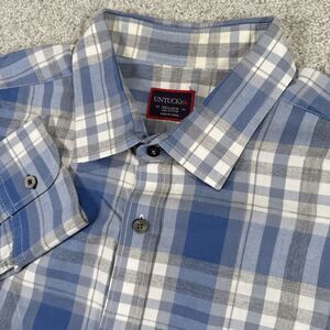 UNTUCKit Button Shirt Men's Plaid 2XL Cotton Blue‎ White
